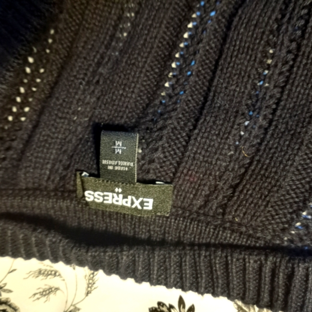 Express, Button Down Sweater, Size M, Knitted, All Black